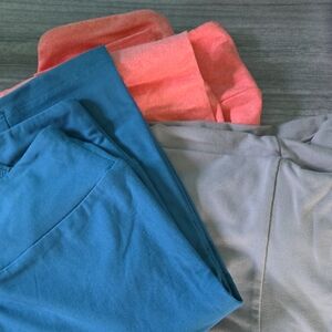 Bundle Of LuLaRoe Leggings, Blue, Salmon, Gray One Size Will Fit Size 2, 4, 6, 8